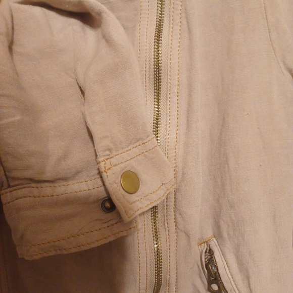 NWT Lucky Brand Soft Linen Jacket, Asymmetrical Zip Front - Picture 7 of 10